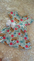 Girls Blue School Bus Dress with Matching Bow
